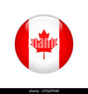 Drapeau du Canada sur le bouton Illustration de Vecteur