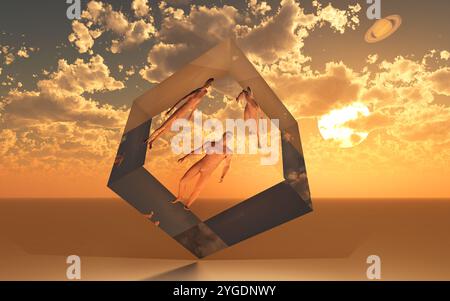 Matrice des cubes Saturn Banque D'Images