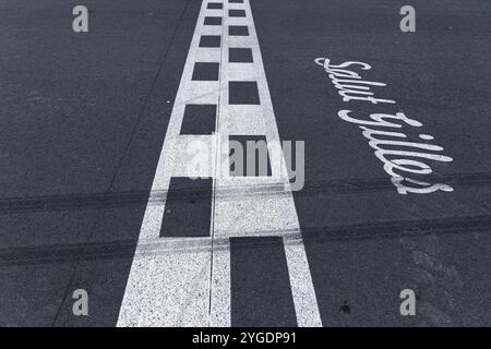 Marquage de la piste, ligne d'arrivée, F1 Grand Prix Racetrack, Montréal, province de Québec, Canada, Amérique du Nord Banque D'Images