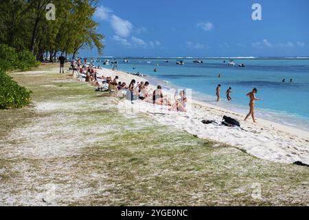 Plage, plage, le Morne, Brabant, Péninsule, Sud-Ouest, Océan Indien, Île Maurice, Afrique Banque D'Images