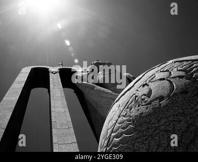 Gros plan du monument commémoratif Huguenot à Franschhoek, Afrique du Sud Banque D'Images