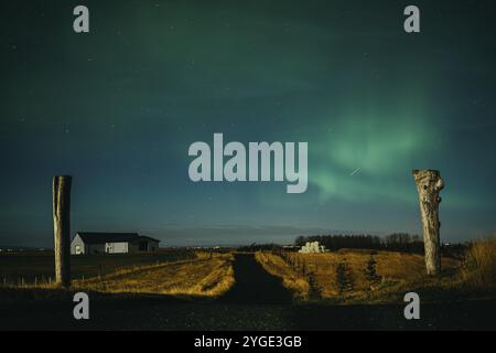 Aurora borealis pendant l'hiver en Islande Banque D'Images