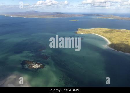 Plages des Hébrides extérieures, vue aérienne, Barra, Écosse, Grande-Bretagne Banque D'Images