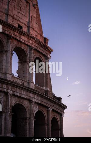 Rome, Italie. 06 novembre 2024. Colisée au coucher du soleil. Rome se prépare pour l'année jubilaire 2025 en effectuant des travaux d'amélioration et de conditionnement de certains de ses monuments. Crédit : SOPA images Limited/Alamy Live News Banque D'Images