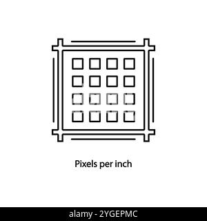 Icône pixels par pouce. Icône de contour de pixels linéaires fins par pouce isolée sur fond blanc de la collection de technologie. Signe vectoriel de ligne, symbole pour W. Illustration de Vecteur