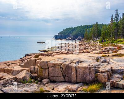 Côte rocheuse de l'océan Atlantique dans le parc national Acadia sur Mount Desert Island dans le Maine États-Unis Banque D'Images