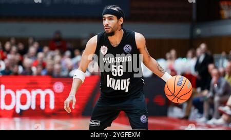 Wuerzbourg, Allemagne. 06 novembre 2024. IM Bild : Jhivvan Jackson (paniers de Wuerzburg, 56) 06.11.2024, FIT-One paniers de Wuerzburg v. Nanterre 92, Ligue des champions de basket-ball, 4. Spieltag, Deutschland, Wuerzburg, tectake-Arena, crédit : dpa/Alamy Live News Banque D'Images