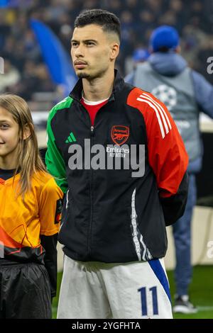 Gabriel Martinelli Arsenal FC pendant le match champions League - Inter-Arsenal FC - Milan, Italie - 6 novembre 2024 Banque D'Images