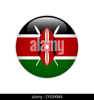 Drapeau du Kenya sur le bouton Illustration de Vecteur