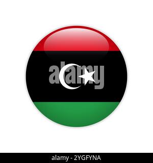 Drapeau libyen sur le bouton Illustration de Vecteur