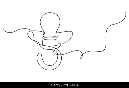 Dessin au trait continu d'une sucette. Concept de planification de la grossesse. Illustration vectorielle, dessin continu d'une ligne de sucette de bébé en silhouette Illustration de Vecteur