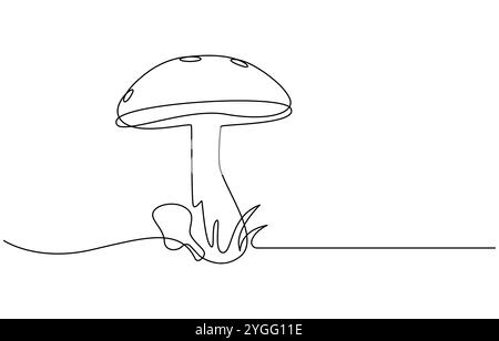 Champignon de cloche de forme abstraite. Icône de champignon de cloche d'une seule ligne, illustration de champignons magiques. Illustration vectorielle de contour de champignon dessinée à la main d'une ligne Illustration de Vecteur