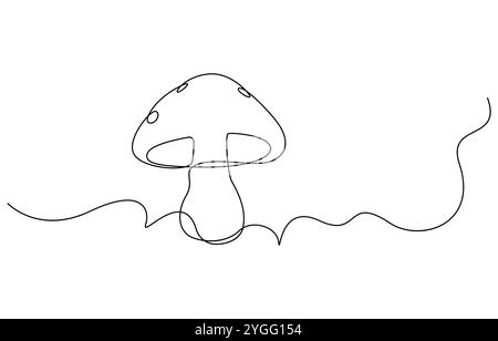 Champignon de cloche de forme abstraite. Icône de champignon de cloche d'une seule ligne, illustration de champignons magiques. Illustration vectorielle de contour de champignon dessinée à la main d'une ligne Illustration de Vecteur