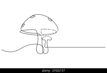 Champignon de cloche de forme abstraite. Icône de champignon de cloche d'une seule ligne, illustration de champignons magiques. Illustration vectorielle de contour de champignon dessinée à la main d'une ligne Illustration de Vecteur