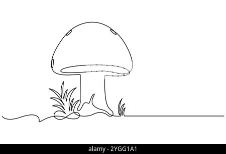 Champignon de cloche de forme abstraite. Icône de champignon de cloche d'une seule ligne, illustration de champignons magiques. Illustration vectorielle de contour de champignon dessinée à la main d'une ligne Illustration de Vecteur