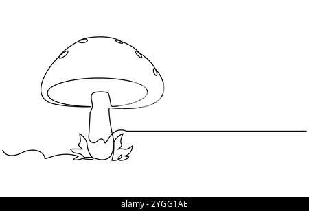 Champignon de cloche de forme abstraite. Icône de champignon de cloche d'une seule ligne, illustration de champignons magiques. Illustration vectorielle de contour de champignon dessinée à la main d'une ligne Illustration de Vecteur