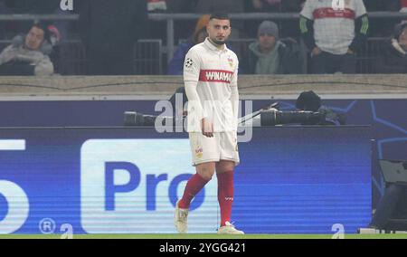 Stuttgart, Allemagne. 06 novembre 2024. firo : 06.11.2024 Football, Football, LIGUE DES CHAMPIONS DE l'UEFA, saison 2024/2025, UCL, Cl, Deniz Undav du VfB Stuttgart a dû être remplacé en raison de dommages crédit : dpa/Alamy Live News Banque D'Images