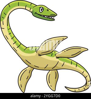 Dinosaure Elasmosaurus Cartoon Colored Clipart Illustration de Vecteur