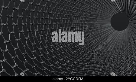 Macro graphene tube cristal plan de réseau cristallin de cellules hexagonales 3d illustration Banque D'Images
