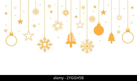 Fond vectoriel décoratif avec des flocons de neige. Décoration de Noël et du nouvel an - Joyeux Noël et bonne bannière du nouvel an. Banque D'Images