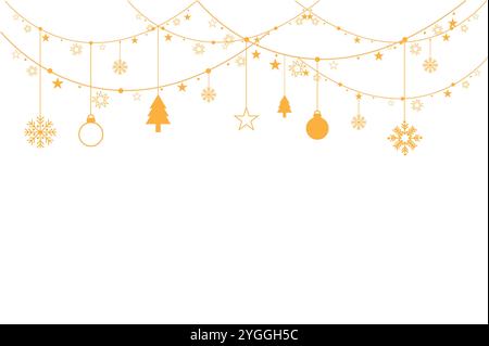 Fond vectoriel décoratif avec des flocons de neige. Décoration de Noël et du nouvel an - Joyeux Noël et bonne bannière du nouvel an. Banque D'Images