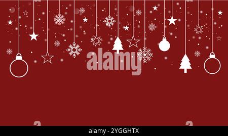 Fond vectoriel décoratif avec des flocons de neige. Décoration de Noël et du nouvel an - Joyeux Noël et bonne bannière du nouvel an. Illustration de Vecteur
