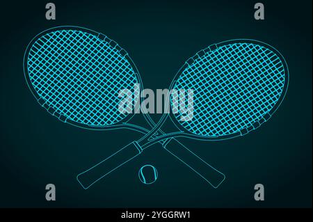 Illustration vectorielle stylisée de raquettes de tennis et balle Illustration de Vecteur