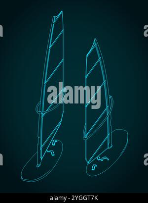 Illustration vectorielle stylisée d'une planche à voile Illustration de Vecteur