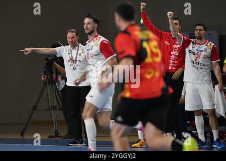 Varazdin, Croatie. 07 novembre 2024. L'entraîneur-chef de Croatie Dagur Sigurdsson réagit lors du match de phase 2 des qualifications EHF EURO 2026 entre la Croatie et la Belgique à l'Arena Varazdin le 7 novembre 2024 à Varazdin, Croatie. Photo : Vjeran Zganec Rogulja/PIXSELL crédit : Pixsell/Alamy Live News Banque D'Images