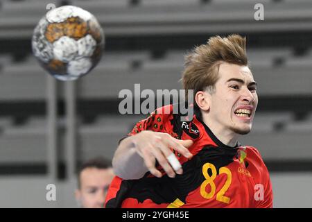 Varazdin, Croatie. 07 novembre 2024. Alexandre Dubuc, belge, tourne lors du match de phase 2 des qualifications EHF EURO 2026 entre la Croatie et la Belgique à l'Arena Varazdin le 7 novembre 2024 à Varazdin, Croatie. Photo : Vjeran Zganec Rogulja/PIXSELL crédit : Pixsell/Alamy Live News Banque D'Images