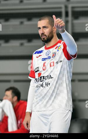 Varazdin, Croatie. 07 novembre 2024. Mario Sostaric de Croatie fait des gestes lors du match de phase 2 des qualifications EHF EURO 2026 entre la Croatie et la Belgique à l'Arena Varazdin le 7 novembre 2024 à Varazdin, Croatie. Photo : Vjeran Zganec Rogulja/PIXSELL crédit : Pixsell/Alamy Live News Banque D'Images