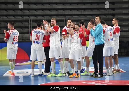 Varazdin, Croatie. 07 novembre 2024. Les joueurs de Croatie applaudissent les fans après le match de phase 2 des qualifications EHF EURO 2026 entre la Croatie et la Belgique à l'Arena Varazdin le 7 novembre 2024 à Varazdin, Croatie. Photo : Vjeran Zganec Rogulja/PIXSELL crédit : Pixsell/Alamy Live News Banque D'Images