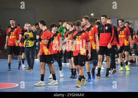 Varazdin, Croatie. 07 novembre 2024. Les joueurs de Belgique participent au match de phase 2 des qualifications EHF EURO 2026 entre la Croatie et la Belgique à l'Arena Varazdin le 7 novembre 2024 à Varazdin, Croatie. Photo : Vjeran Zganec Rogulja/PIXSELL crédit : Pixsell/Alamy Live News Banque D'Images