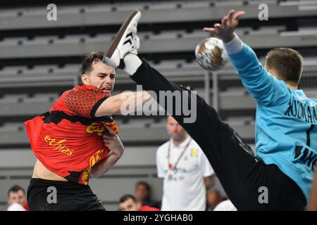 Varazdin, Croatie. 07 novembre 2024. Sebastian Danesi, belge, tourne lors du match de phase 2 des qualifications EHF EURO 2026 entre la Croatie et la Belgique à l'Arena Varazdin le 7 novembre 2024 à Varazdin, Croatie. Photo : Vjeran Zganec Rogulja/PIXSELL crédit : Pixsell/Alamy Live News Banque D'Images