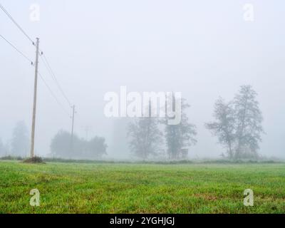 Aube d'automne dans la vallée de Schmuttertal près de Margertshausen dans le parc naturel des forêts occidentales d'Augsbourg Banque D'Images