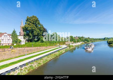 Höxter, river Weser, Old Town Höxter, passenger ship in Teutoburger Wald, North Rhine-Westphalia, Germany Stock Photo