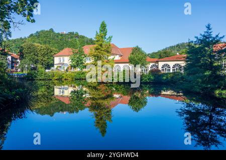 Bad Lauterberg im Harz, park Kurpark, Kurhaus, pond in Harz, Niedersachsen, Lower Saxony, Germany Stock Photo