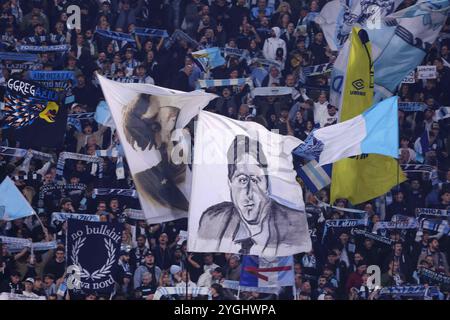Roma, Latium, ITALIE. 7 novembre 2024. 07/11/2024 Rome, Stadio Olimpico, match de football valable pour Europa League 2024/24 entre SS Lazio vs SSC vs FC Porto. En photo : supporters Lazio (crédit image : © Fabio Sasso/ZUMA Press Wire) USAGE ÉDITORIAL SEULEMENT! Non destiné à UN USAGE commercial ! Banque D'Images
