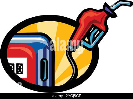 Icône isométrique de la pompe à essence rouge du distributeur de carburant sur l'illustration vectorielle de fond blanc Illustration de Vecteur