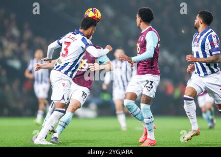 #3, Mason Holgate de la WBA dirige le ballon lors du match du Sky Bet Championship entre West Bromwich Albion et Burnley aux Hawthorns, West Bromwich le jeudi 7 novembre 2024. (Photo : Stuart Leggett | mi News) crédit : MI News & Sport /Alamy Live News Banque D'Images