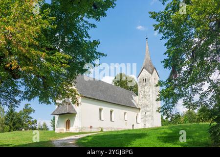 Globasnitz, montagne Hemmaberg, église filiale et pèlerinage de Hemma et Dorothea à Klopeiner See, Kärnten, Carinthie, Autriche Banque D'Images