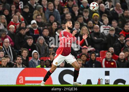 Manchester, Royaume-Uni. 07 novembre 2024. Old Trafford MANCHESTER, ANGLETERRE - 07 NOVEMBRE : Noussair Mazraoui de Manchester United lors du match de l'UEFA Europa League 2024/25 League phase MD4 entre Manchester United et PAOK FC à Old Trafford le 07 novembre 2024 à Manchester, Angleterre. (Richard Callis/SPP) crédit : photo de presse sportive SPP. /Alamy Live News Banque D'Images