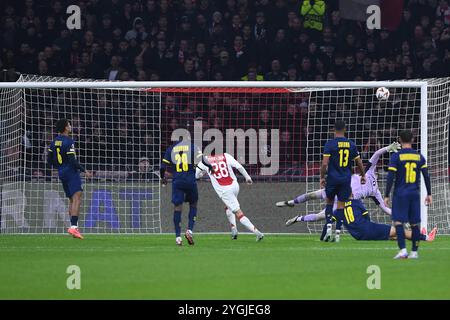 Amsterdam, Allemagne. 07 novembre 2024. Fussball UEFA Europa League 4. Spieltag Ajax Amsterdam - Maccabi tel Aviv AM 07.11.2024 in der Johan Cruijff Arena in Amsterdam Tor zum 5:0 durch Kian Fitz-Jim ( Amsterdam ) Foto : Revierfoto crédit : ddp media GmbH/Alamy Live News Banque D'Images