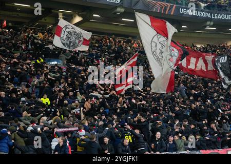 AMSTERDAM, 07-11-2024, JohanCruyff Arena, saison 2024/2025, UEFA Europa League match entre Ajax et Maccabi tel Aviv FC, Ajax fans Credit : Pro Shots/Alamy Live News Banque D'Images