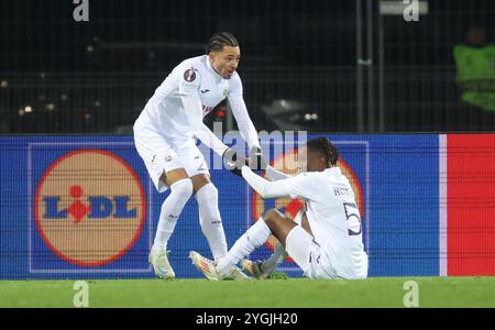 Riga, Lettonie. 07 novembre 2024. Moussa N'Diaye d'Anderlecht semble abattu lors d'un match de football entre le Rigas FS letton et le RSC Anderlecht belge, à Riga, Lettonie, jeudi 07 novembre 2024, lors de la quatrième journée de la phase de Ligue du tournoi de l'UEFA Europa League. BELGA PHOTO VIRGINIE LEFOUR crédit : Belga News Agency/Alamy Live News Banque D'Images