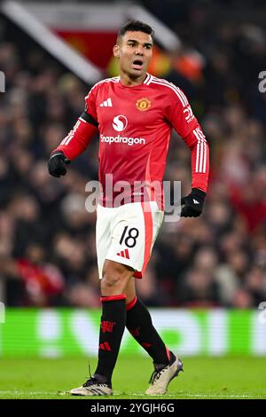 Manchester, Royaume-Uni. 07 novembre 2024. Old Trafford MANCHESTER, ANGLETERRE - 05 NOVEMBRE : Carlos Casemiro de Manchester United lors du match MD4 de l'UEFA Europa League 2024/25 League phase entre Manchester United et PAOK FC à Old Trafford le 05 novembre 2024 à Manchester, Angleterre. (Richard Callis/SPP) crédit : photo de presse sportive SPP. /Alamy Live News Banque D'Images