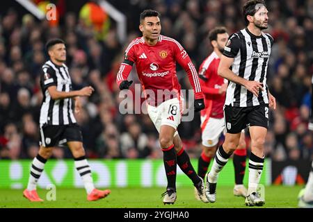 Manchester, Royaume-Uni. 07 novembre 2024. Old Trafford MANCHESTER, ANGLETERRE - 05 NOVEMBRE : Carlos Casemiro de Manchester United lors du match MD4 de l'UEFA Europa League 2024/25 League phase entre Manchester United et PAOK FC à Old Trafford le 05 novembre 2024 à Manchester, Angleterre. (Richard Callis/SPP) crédit : photo de presse sportive SPP. /Alamy Live News Banque D'Images