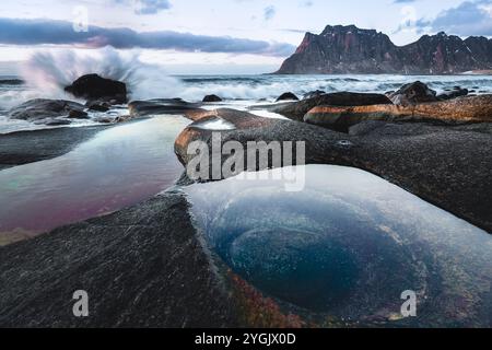 Lofoten, Norvège, hiver, Dragon's Eye, photos empilées [M] Banque D'Images