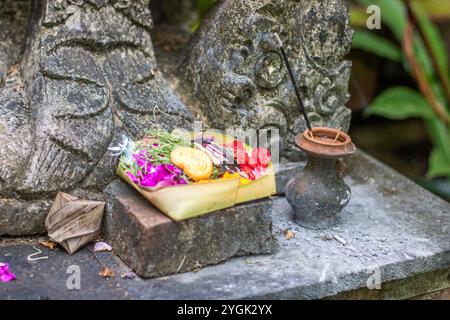 Jardin tropical ou parc sur une île. Grandes statues de la foi hindoue et pour décorer un intérieur. Bali, Indonésie Banque D'Images