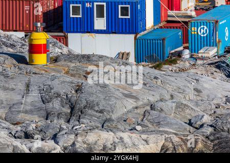 Feu de navigation, Nuuk, municipalité de Sermersooq, Groenland, Royaume du Danemark Banque D'Images